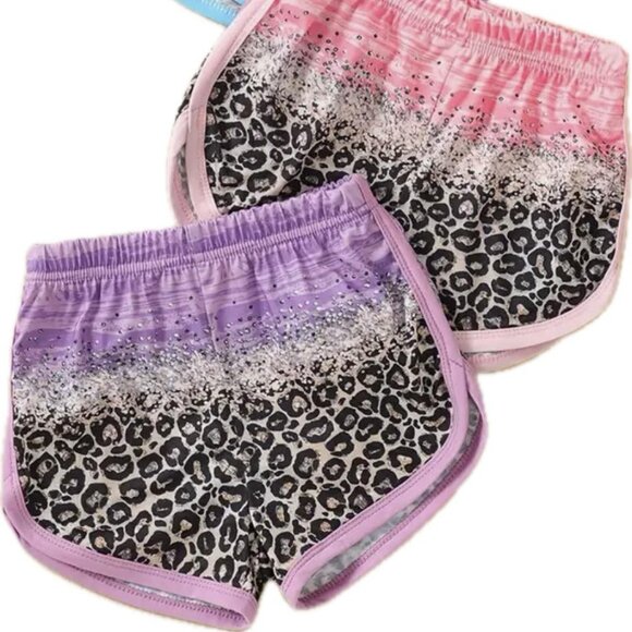 Girl's Leopard Print Dolphin Shorts - Picture 2 of 3